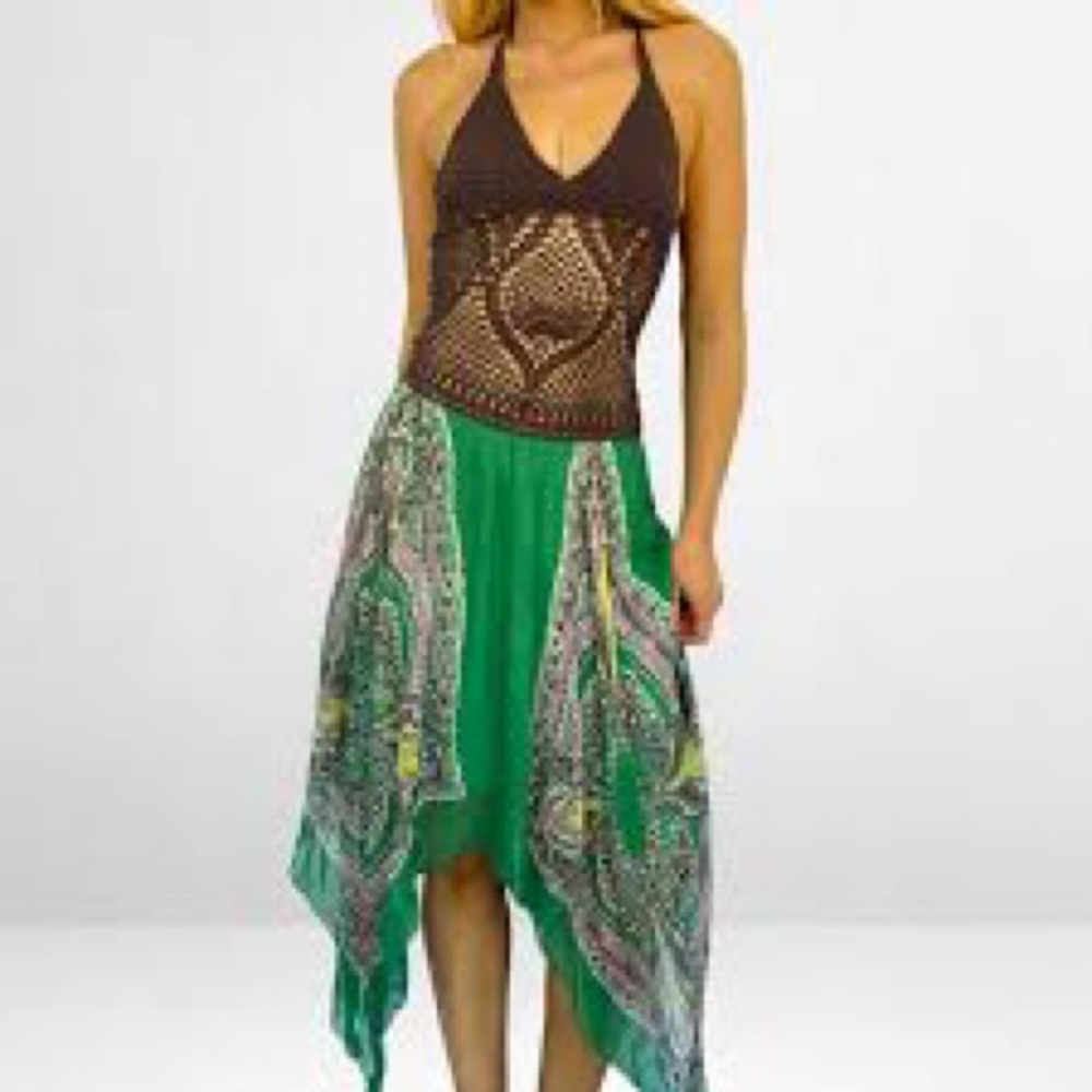 BCBG crochet & Silk dress size XS